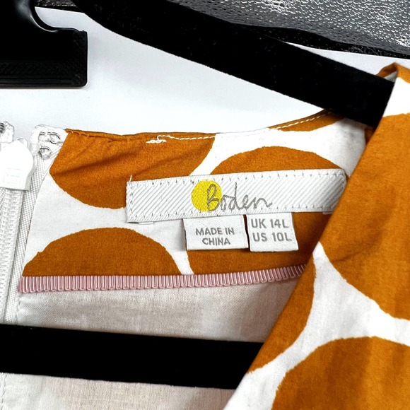 Boden Tori Midi Dress 10 Polka Dot V-Neck Tie Waist Cotton Lined Ivory Yellow - Picture 7 of 12